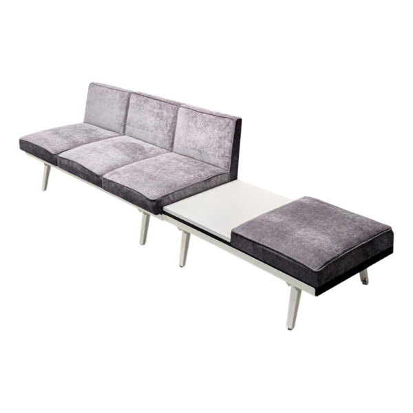 Modern Light Gray Sectional Sofa with Ottoman and Table, Minimalist Living Room Furniture, Designer Sectional Sofa, Contemporary Furniture Set, Stylish Lounge Sofa