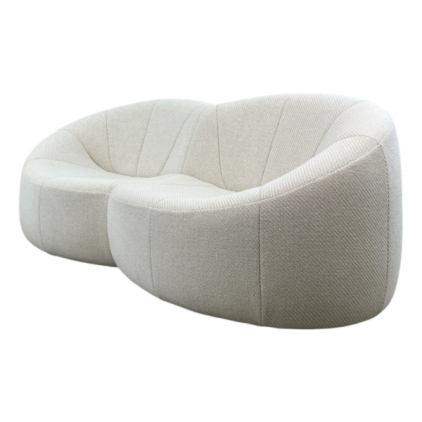 Cream boucle two-seater sofa, contemporary design, modern living room furniture, luxury seating, stylish sofa, premium fabric sofa.