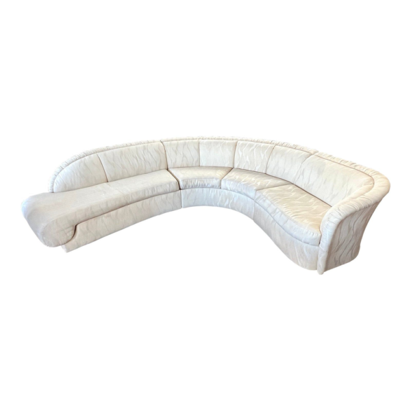 Curved Sectional Sofa, Off-White Textured Fabric Sofa, Contemporary Sectional, Modern Living Room Furniture, Luxury Sofa Design