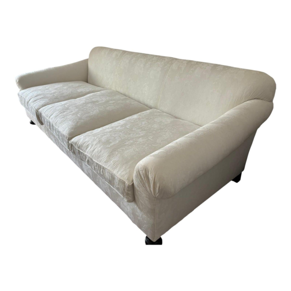 Ivory Damask Sofa, Classic Style Furniture, Three-Seater Couch, Upholstered Sofa