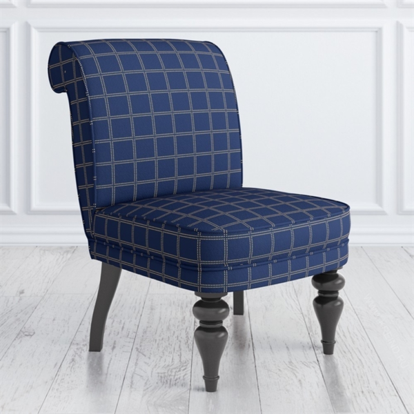 Blue Plaid Accent Sofa Chair