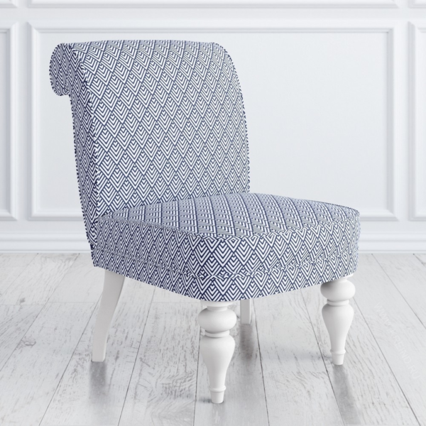 Accent Sofa with Blue and White Diamond Pattern