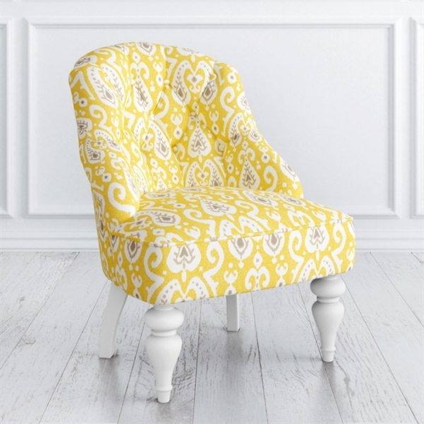 Yellow and white accent sofa with tufted button design