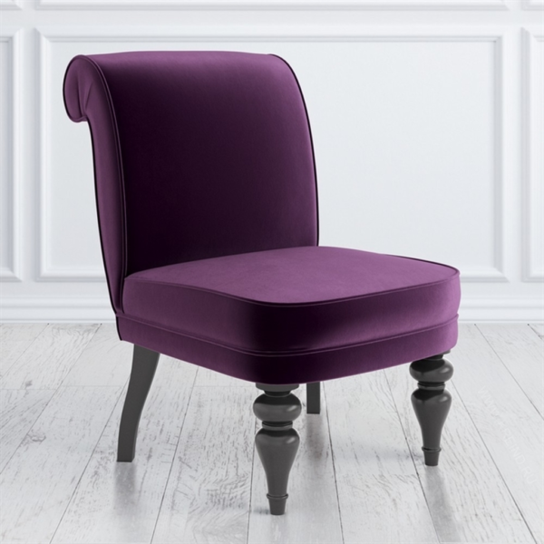 Purple Velvet Accent Sofa with Wooden Legs