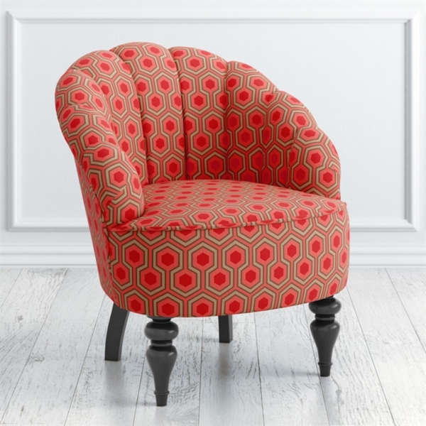 Red and Beige Hexagon Pattern Armchair Sofa