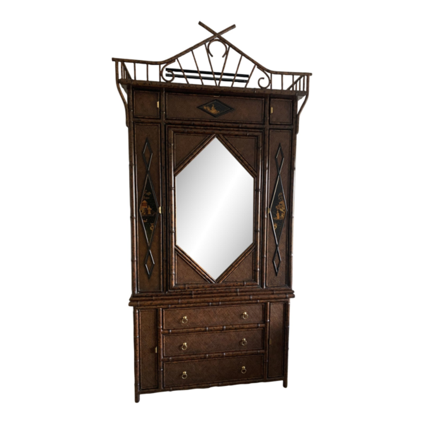 Classic Bamboo and Wood Armoire