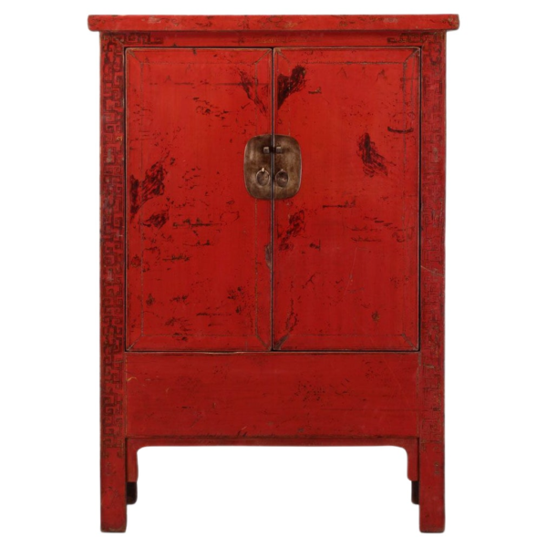 Red Lacquered Wood Armoire