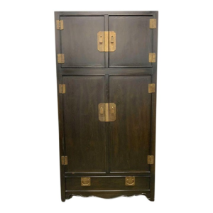 Elegant dark brown wood armoire with spacious storage.