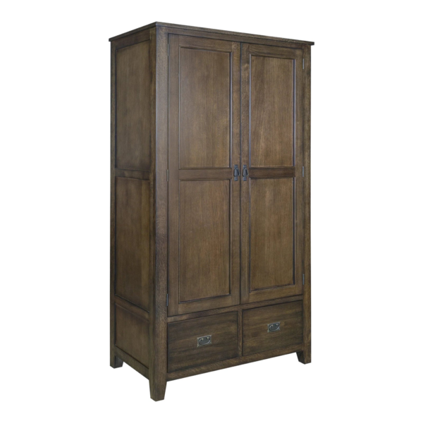 Classic brown wooden armoire with drawers