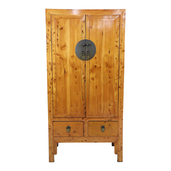 Wooden armoire with two doors and drawers