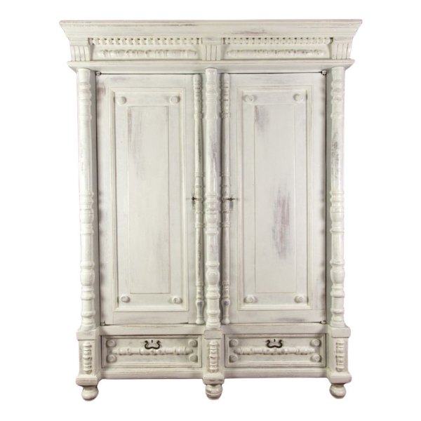 White Wood Wardrobe with Classic Design