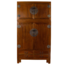 Classic Brown Wood Armoire with Iron Hardware
