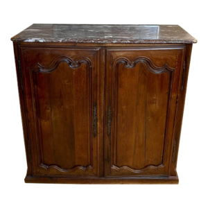 Classic brown wood wardrobe with marble top