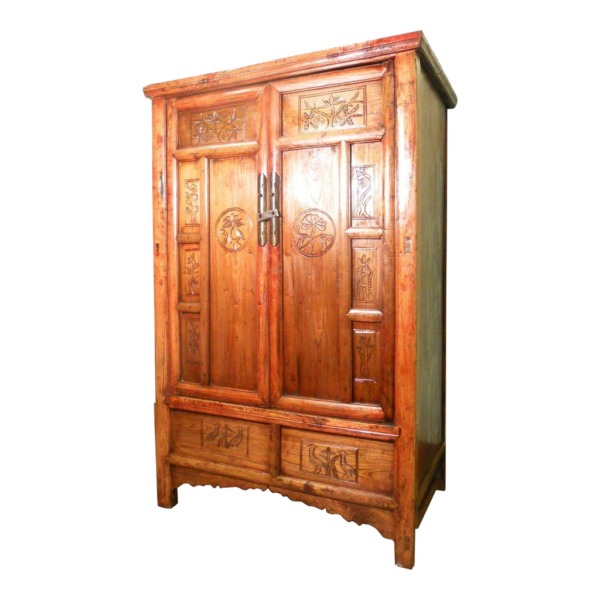Classic wood armoire with intricate carvings