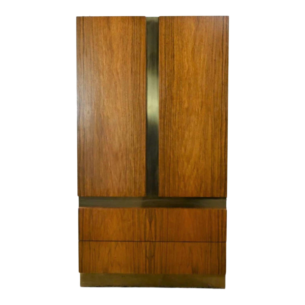 Classic brown wood armoire with iron accents
