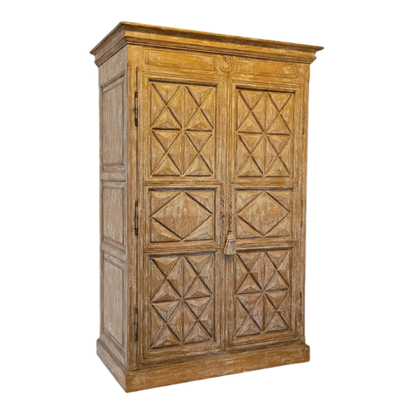 Beige Wood Double Door Wardrobe