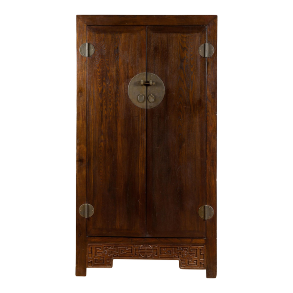 Dark brown wood armoire with iron hardware, Timeless design by Daabadi Furniture supplier