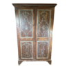 Classic Brown Wood Wardrobe with Carved Doors