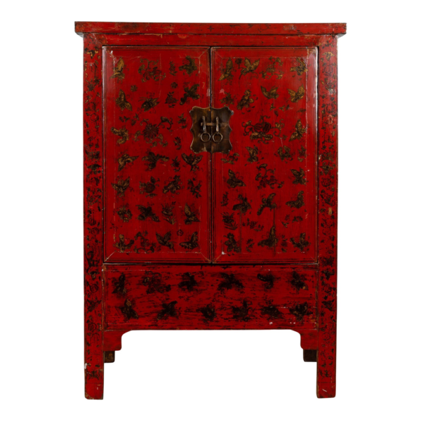 Red and Gold Wooden Armoire
