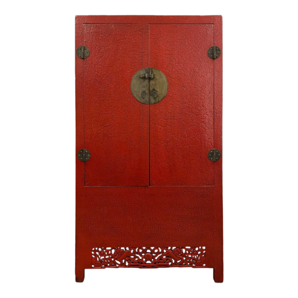 Red Wood Armoire with Iron Hardware