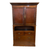 Classic brown wood wardrobe with drawers and storage space