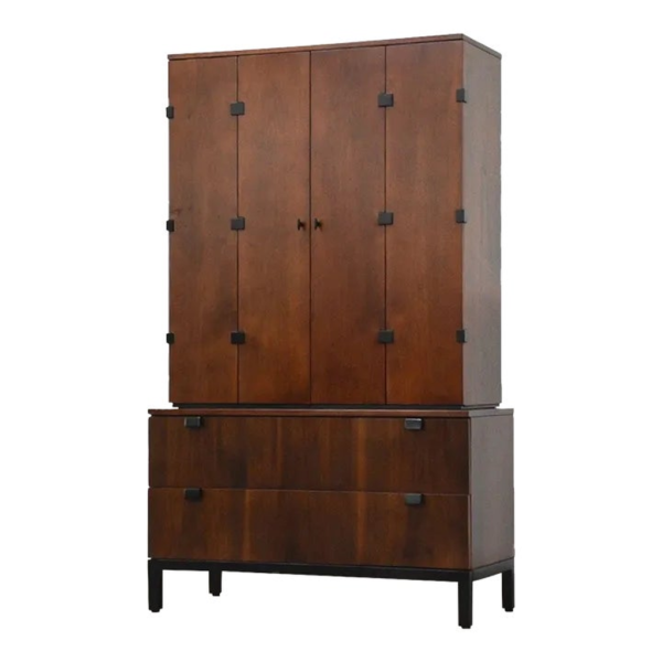 Mid-Century Modern Brown Wood Armoire