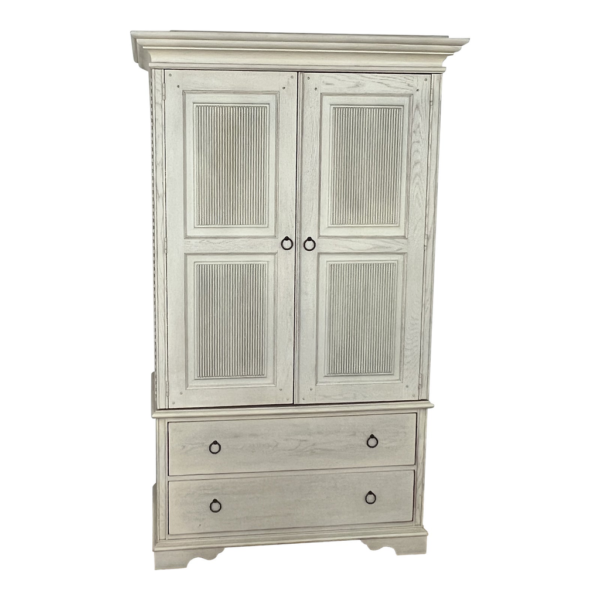 White Wooden Wardrobe with Drawers