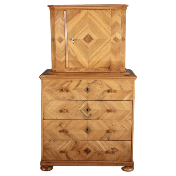 Beige wooden armoire with drawers