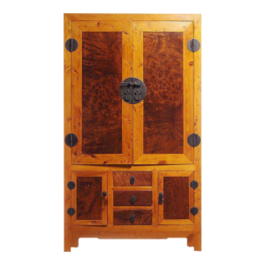 Brown Wood Armoire with Iron Hardware