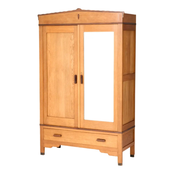 Brown Wood Wardrobe with Mirror