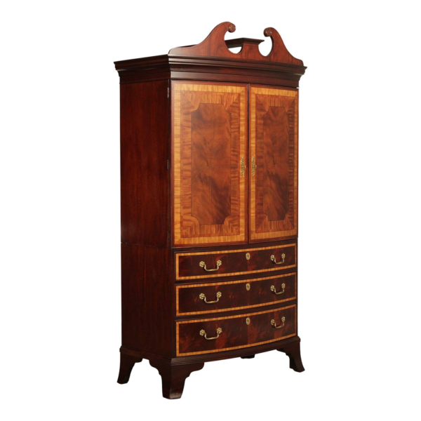 Wooden Classic Armoire with Two Doors and Three Drawers