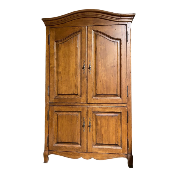 Classic wooden armoire with four doors, brown finish