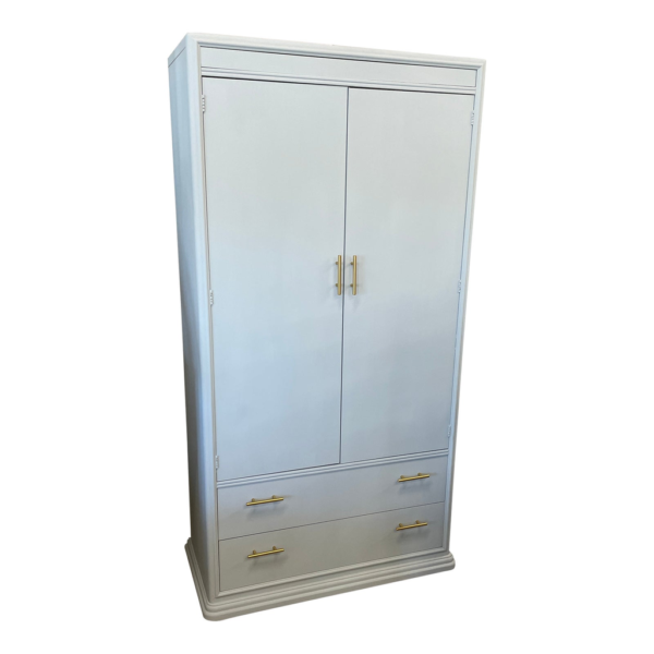 Gray wood two-door Armoire with drawers