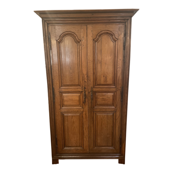 Classic Brown Wood Armoire with Panel Detailing