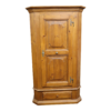 Brown wooden armoire with iron hardware
