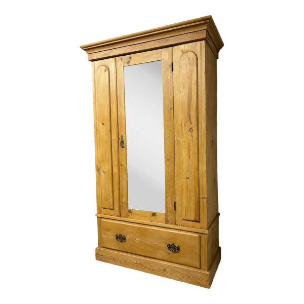 Classic Yellow Wooden Wardrobe with Mirror by Daabadi Furniture