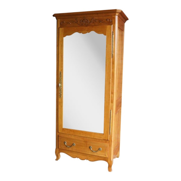 Classic light brown wardrobe with mirror and drawer