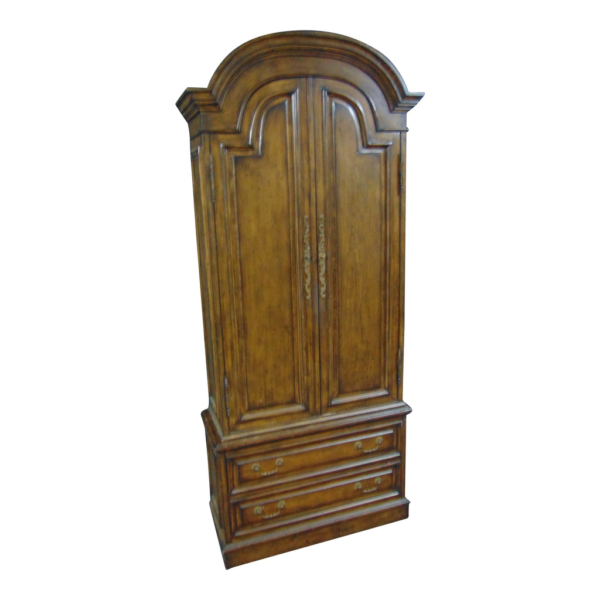 Classic brown wood armoire with drawers