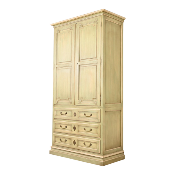 Light Green Wooden Armoire with Drawers