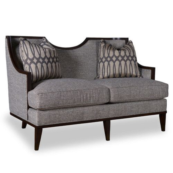 Gray fabric sofa with wood frame