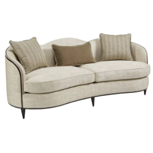 Elegant beige sofa with brown cushions