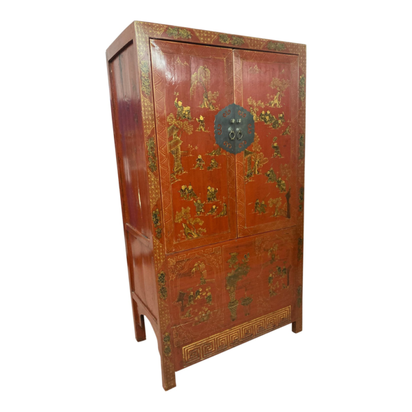 Classic red wooden wardrobe by Daabadi Furniture manufacturer