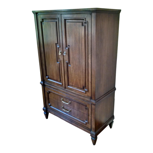 Classic Brown Wood Wardrobe with Drawers