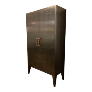 Brown wooden wardrobe with two doors