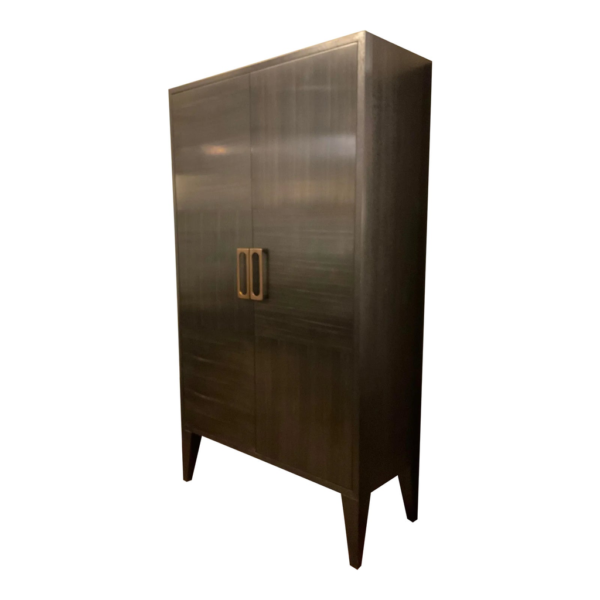 Brown wooden wardrobe with two doors