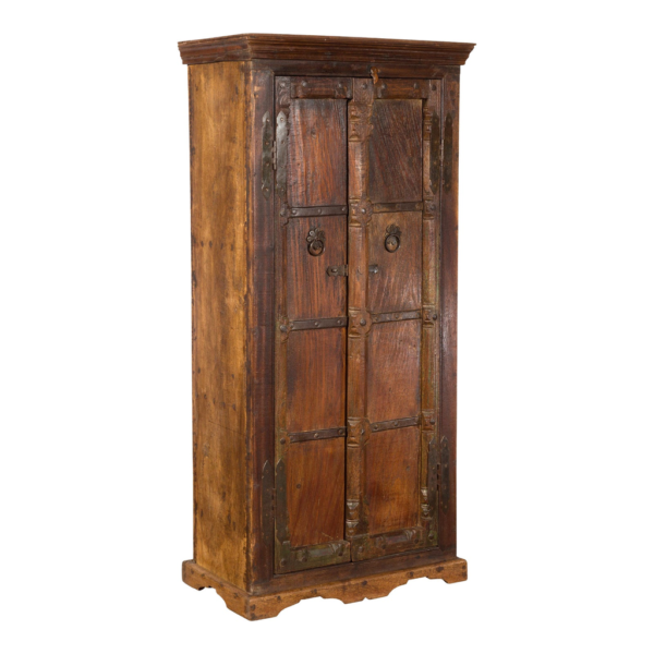 Brown Wood Armoire with Iron Details