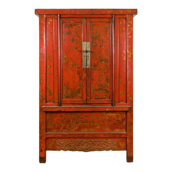Classic Red Wood Wardrobe
