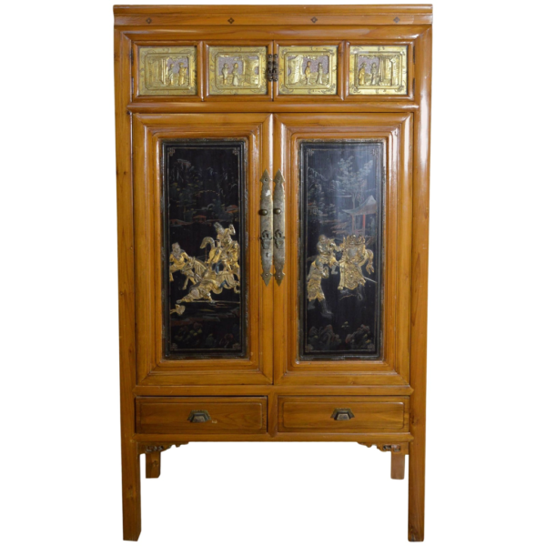 Classic Wood Wardrobe with Carved Panels
