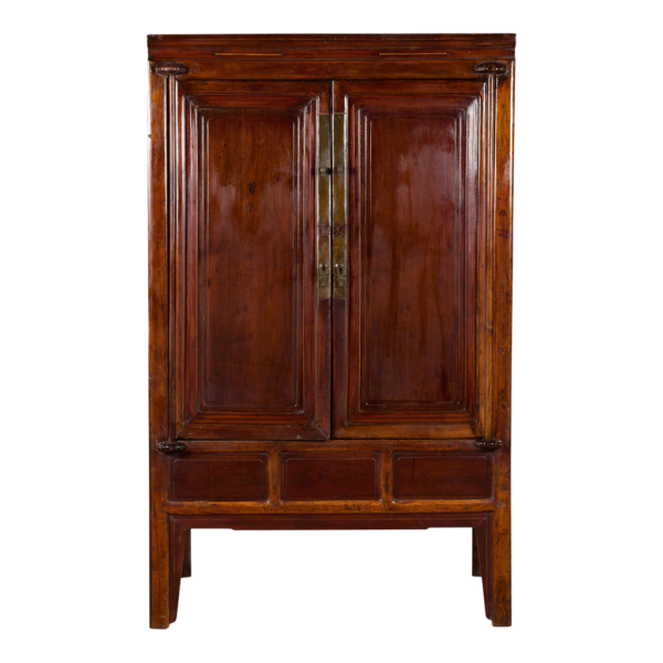 Classic brown wood armoire with double doors