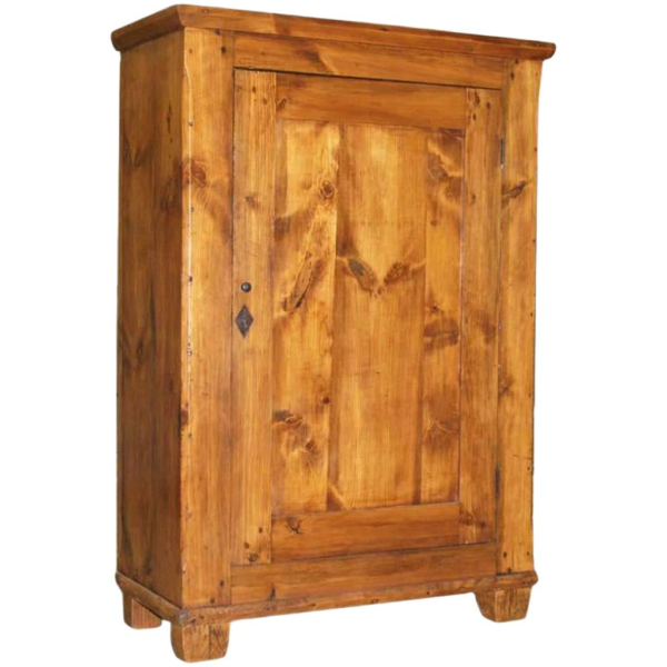 Rustic wooden wardrobe with single door